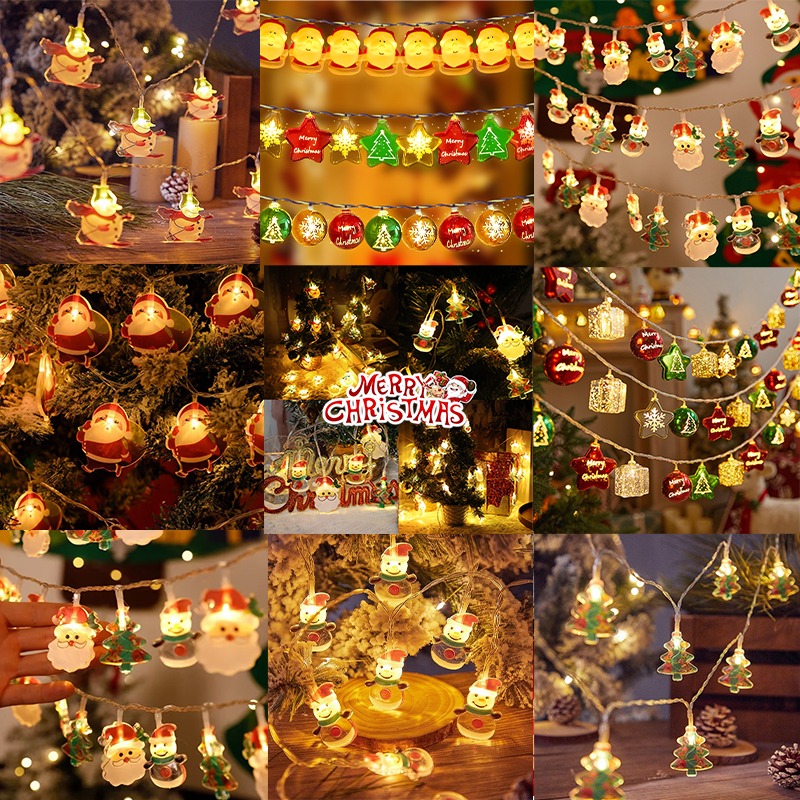 12.12 Mega Sale1.5m-6M vui vẻ dây đèn giáng sinh Santa Claus Snowman Đèn Led Dây Cây giáng sinh trang trí vòng hoa năm mới dụng cụ tiệc