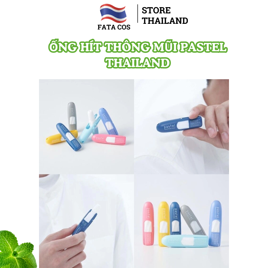 Ống hít thông mũi Pastel thá¡ lan, mùi bạc hà pocket inhaler đủ các màu fata co's