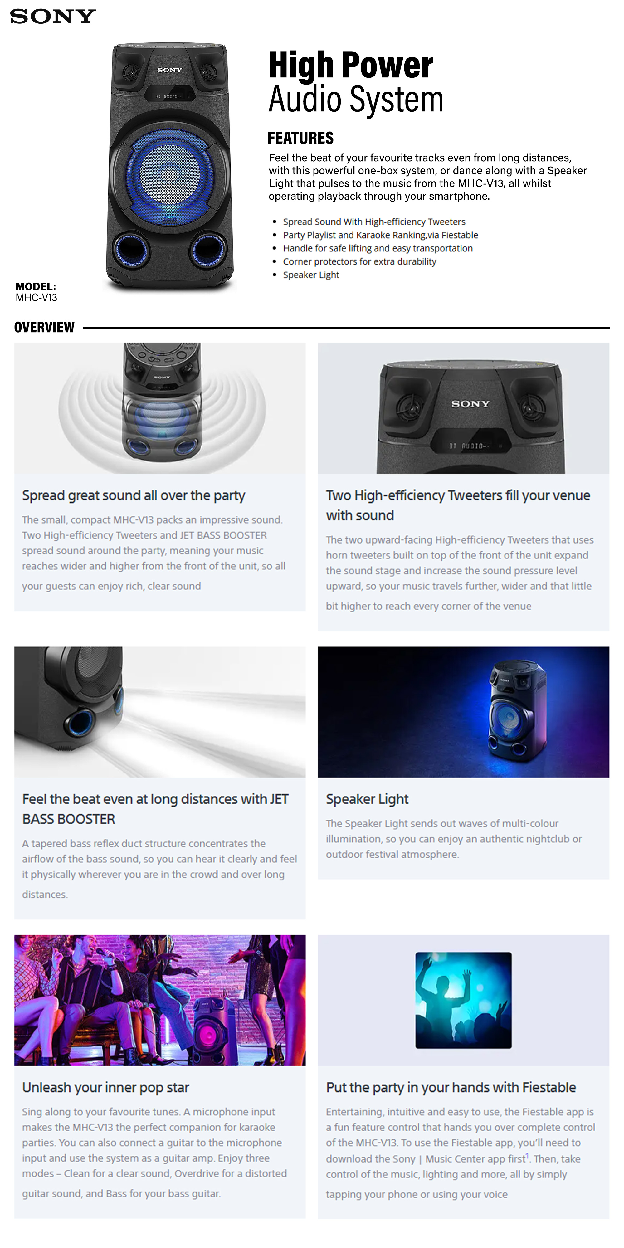 Sony High Power Audio Speaker MHC-V13 Shinho Huat Electrical Sdn