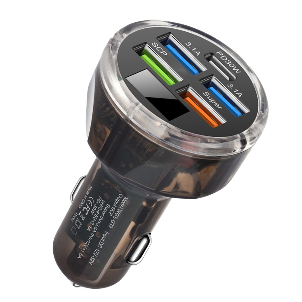 【Thời trang tự động】 Tích hợp bảo vệ 5 cổng USB kích thước nhỏ gọn sạc điện dùng trên xe hơi nhiều cổng sạc