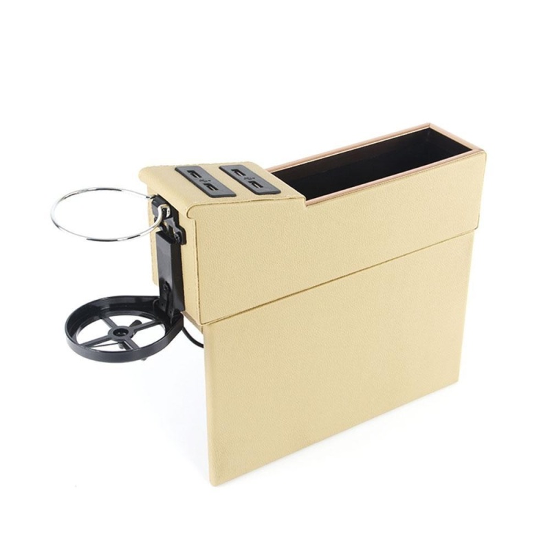 foorvof Car Pocket Organizer Seat Console Filler Side with Foldable Cup Holder and 4 USB Charge Port - intl Singapore