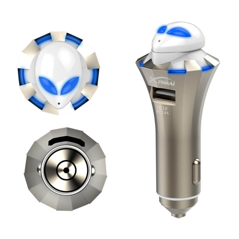 fuskm Multifunction Car Charger Wireless Bluetooth Mini Stereo In-Ear Headphones Earphone Music Player Emergency Safety Hammer - intl Singapore