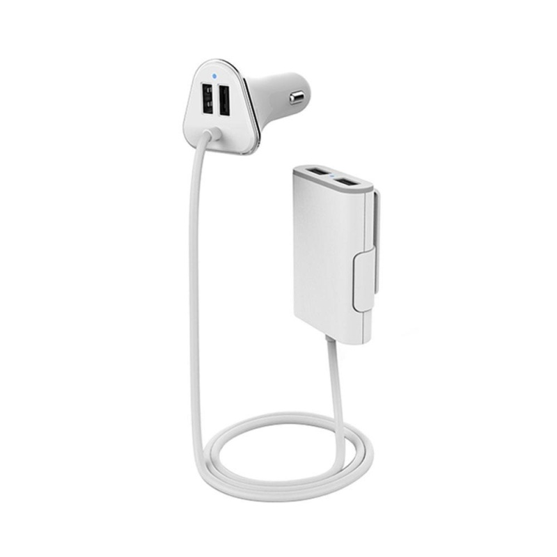 jaywog High Capacity 1.8M Cable 4 USB Ports 9.6A Hub Fireproofing Car USB Charger Car Auto Charging Adapter - intl Singapore