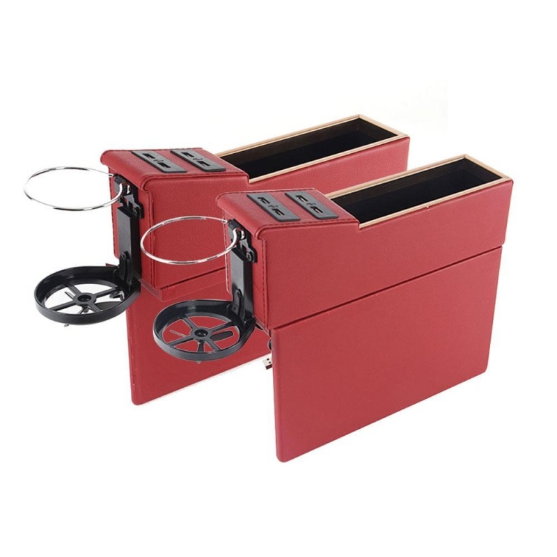 lanyasy Car Pocket Organizer Seat Console Filler Side with Foldable Cup Holder and 4 USB Charge Port - intl Singapore