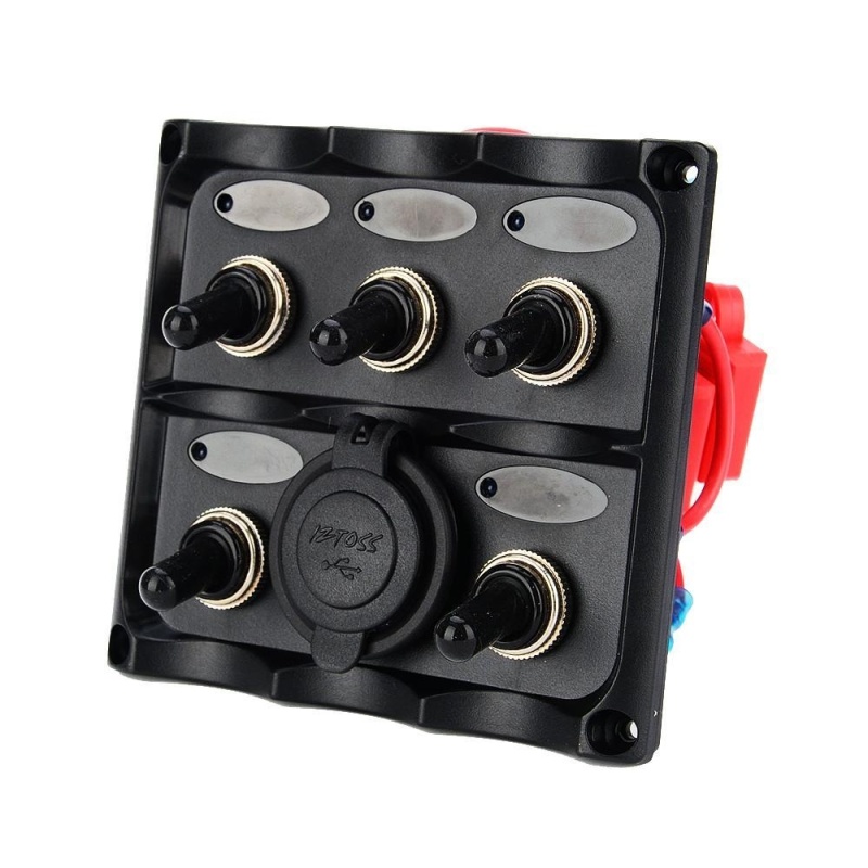liebao 勿动!! 3 Gang / 4 Gang/ 5 Gang Circuit LED Rocker Switch Panel for Car Marine Boat 3.1A Dual USB Waterproof Power Charger Socket DIY Refit Kit - intl Singapore