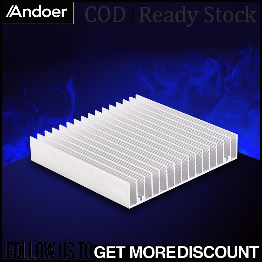 Andoer Tản nhiệt bằng nhôm Độ dẫn nhiệt tuyệt vời Tản nhiệt làm mát vây 100 x 100 x 18MM cho thiết bị đèn LED IC nguồn máy tính Giá 67,000 Đồng*Miễn phí vận chuyển