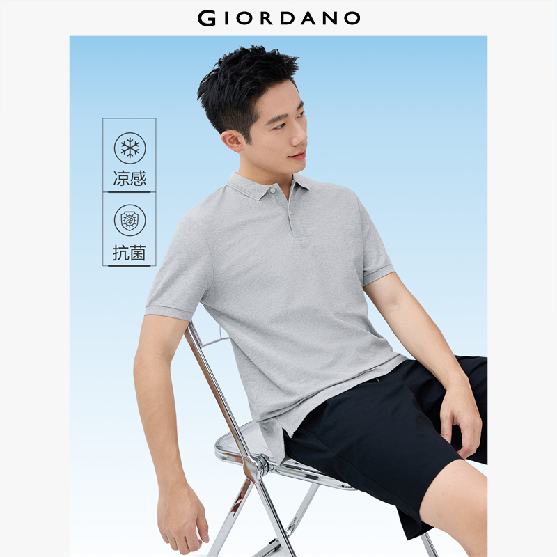  GIORDANO Nam Áo thun Polo Áo thun Polo mùa hè mát lạnh Cổ Jacquard Tay ngắn Thời trang đơn giản Áo thun Polo thường ngày 01015398 