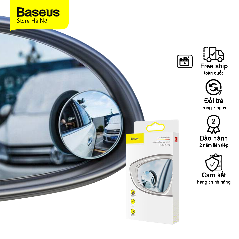 Gương cầu lồi ô tô baseus dán trên gương chiếu hậu tăng góc nhìn chống nước