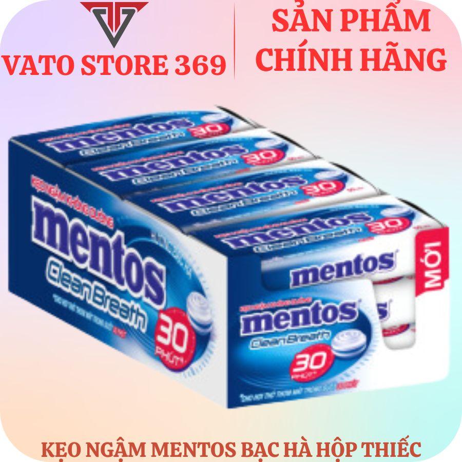 Kẹo ngậm MENTOS pure fresh bạc hà hộp thiếc 35g