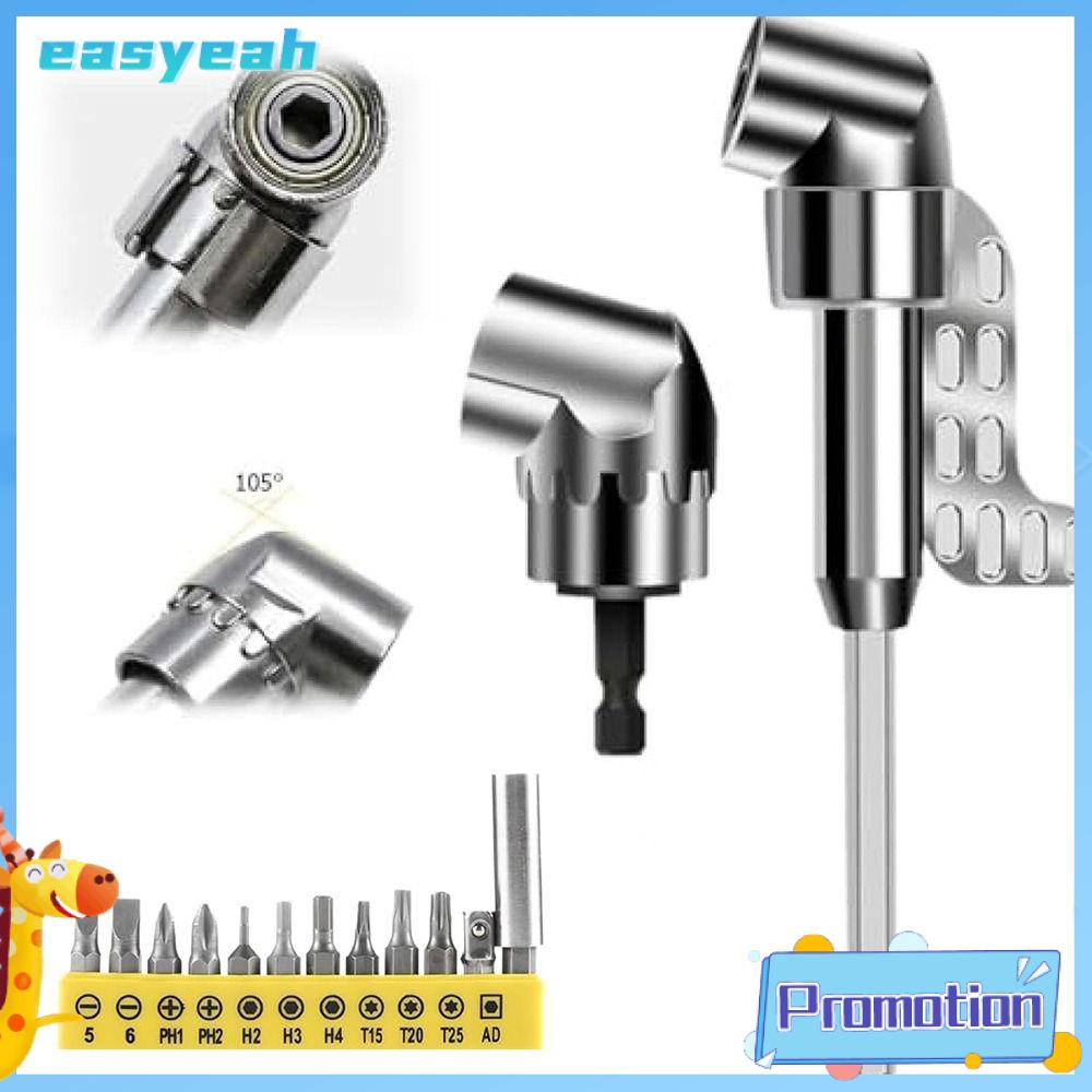 EASYEAH Có thể điều chỉnh Bộ chuyển đổi Mán góc phải 105 ° Tự khóa Thép hợp Tuốc nơ vít uốn cong đa năng Bền Giá đỡ mũi khoan Mán góc chuôi lục giác 1/4 inch Cho dụng cụ khoan điện