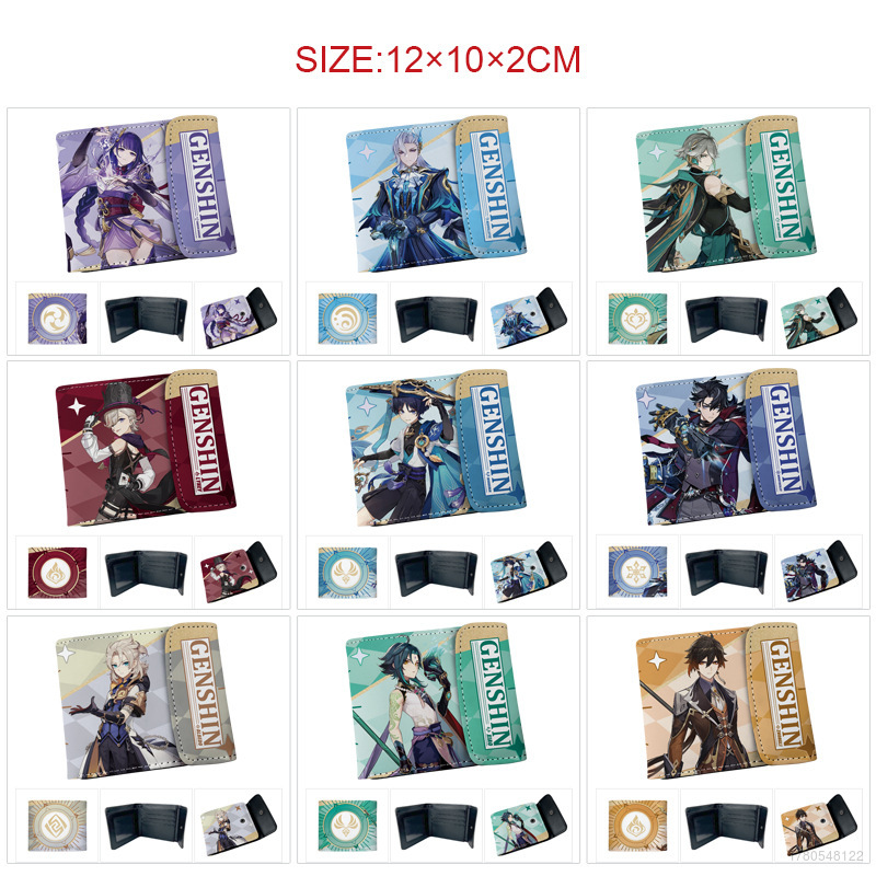 FX Dompet Pendek, Impak Ganyu Hu Genshin Tao Kartun Anime, Diperbuat daripada Kulit PU, Sesuai untuk Lelaki, Beg Tangan dengan Berb XF