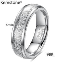 Kemstone thép vonfram sương giá thông thiên thạch Filament Nhẫn vàng hình cầu unisex rộng ban nhạc 4mm 6mm đồ trang sức bền