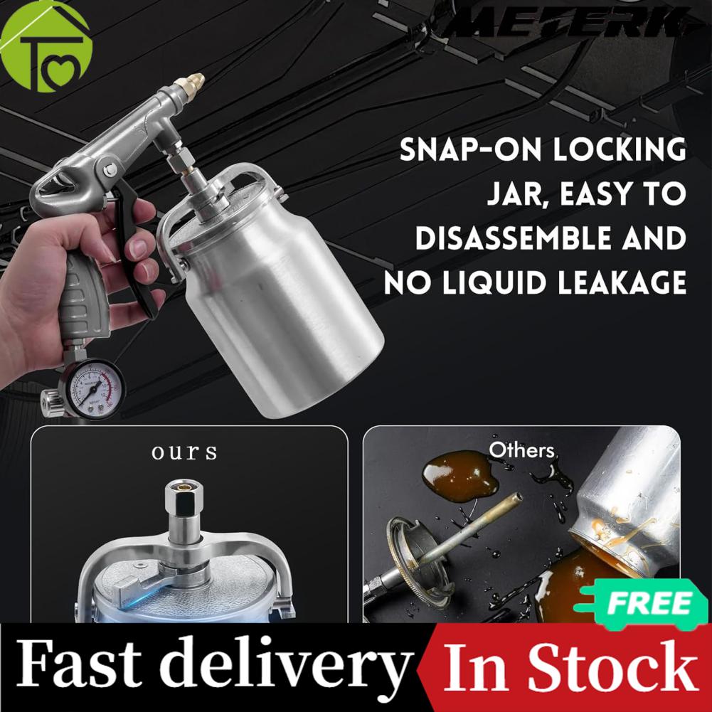 Meterk Bộ súng phun sơn lót Phát hành nhanh Bể mở lớn dưới súng sơn với đồng hồ đo áp suất ống phun thẳng để chống rỉ sét
