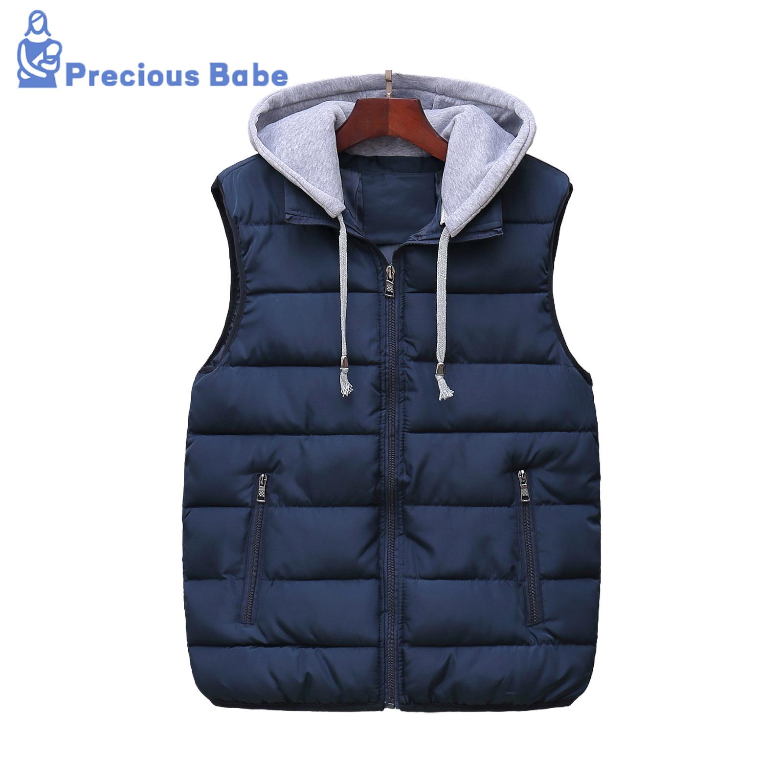 [Hàng có sẵn] Áo Ghi Lê Nam mùa đông có mũ khóa kéo cho nam Áo Ghi Lê Nam không tay có mũ áo phao gi