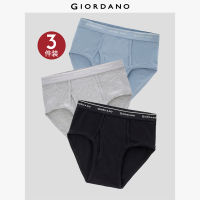 GIORDANO Men Briefs 3PCS Letter Wide Elastic Waist Briefs 100% Cotton Thicken Crotch Simple Fashion Casual Briefs 18174013
