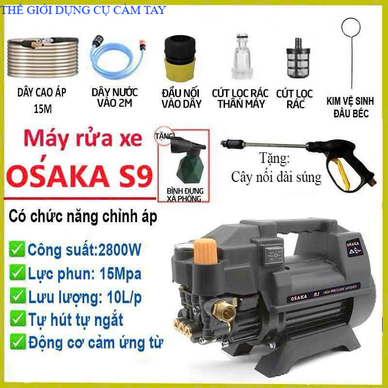 Máy rửa xe cao áp OSAKA-S9 JAPAN THẾ HỆ MỚI -dekton -hukan THẾ GIỚI DỤNG CỤ CẦM TAY GIÁ SĨ
