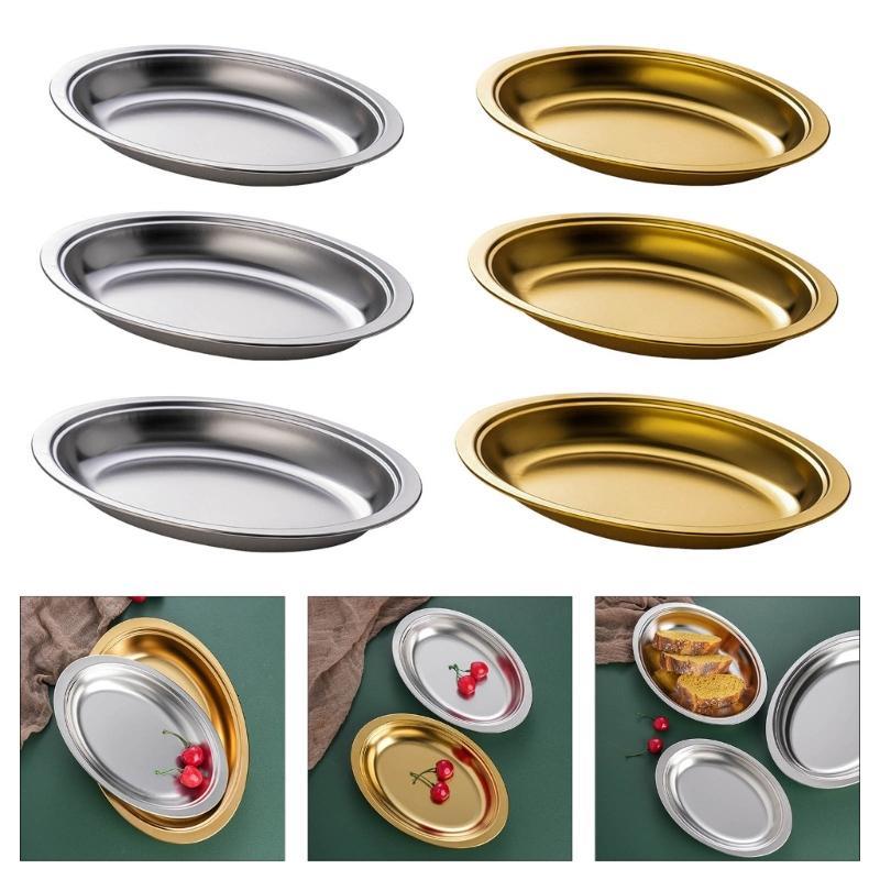 Thép không gỉ khay cá món ăn đĩa hình bầu dục cho hấp và phục vụ món khai vị