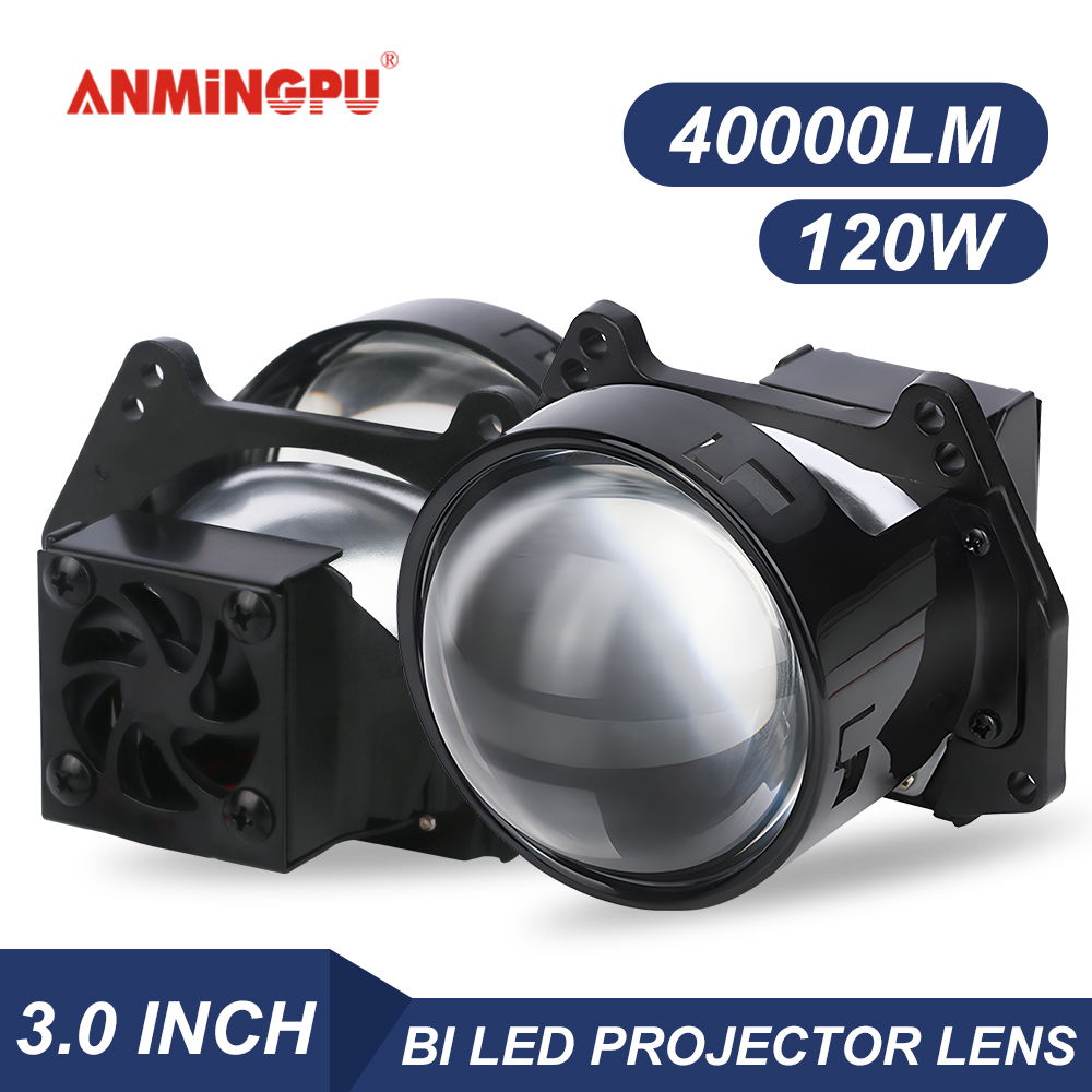 ANMINGPU Bi Led Retrofit Projector Lenses 120W 40000LM 3.0inch for Car