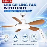 Jiditech 62cm Ceiling Fan with Light LED Fan Remote Control Dimmable Fan with Timer for Bedroom Living Room