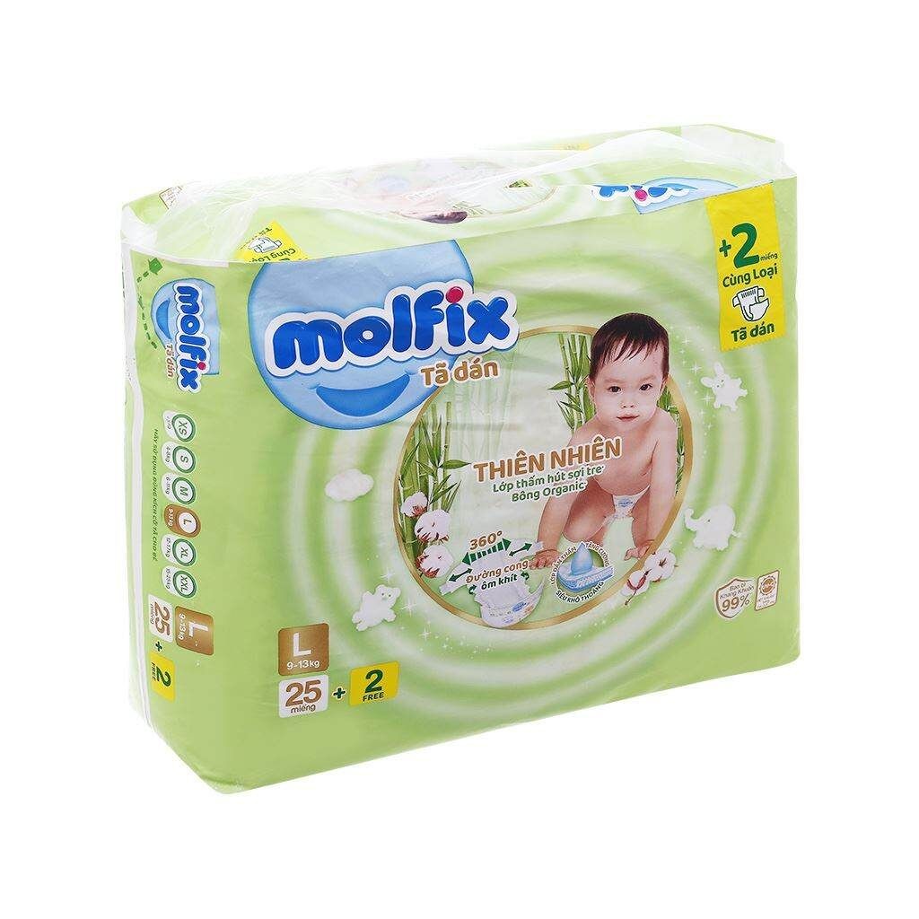 Bỉm tã dán nhỏ Molfix Thiên nhiên size NB S M L