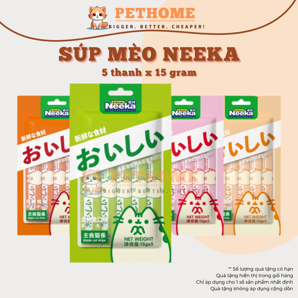[COMBO 5 THANH] Súp Thưởng NEEKA Cho Mèo 15g, Bổ Sung Nước, Dinh Dưỡng, Kích Thích Ăn Uống