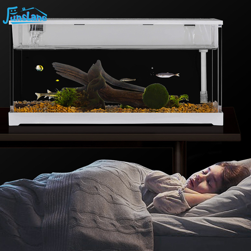 FunsLane Ultra Clear Acrylic Fish Tank, Silent Aquarium Fish Tank With LED, Built-In Circulating Filtration System, For Shrimp Goldfish Desktop Office Home Room Decor ราคา 1,015 บาท*ส่งฟรี