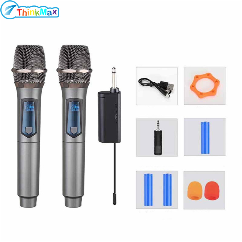 Wireless Microphone Kit With Rechargeable Lithium Battery Receiver For Karaoke Party Home Meeting Performance W68 ราคา 727 บาท*ส่งฟรี