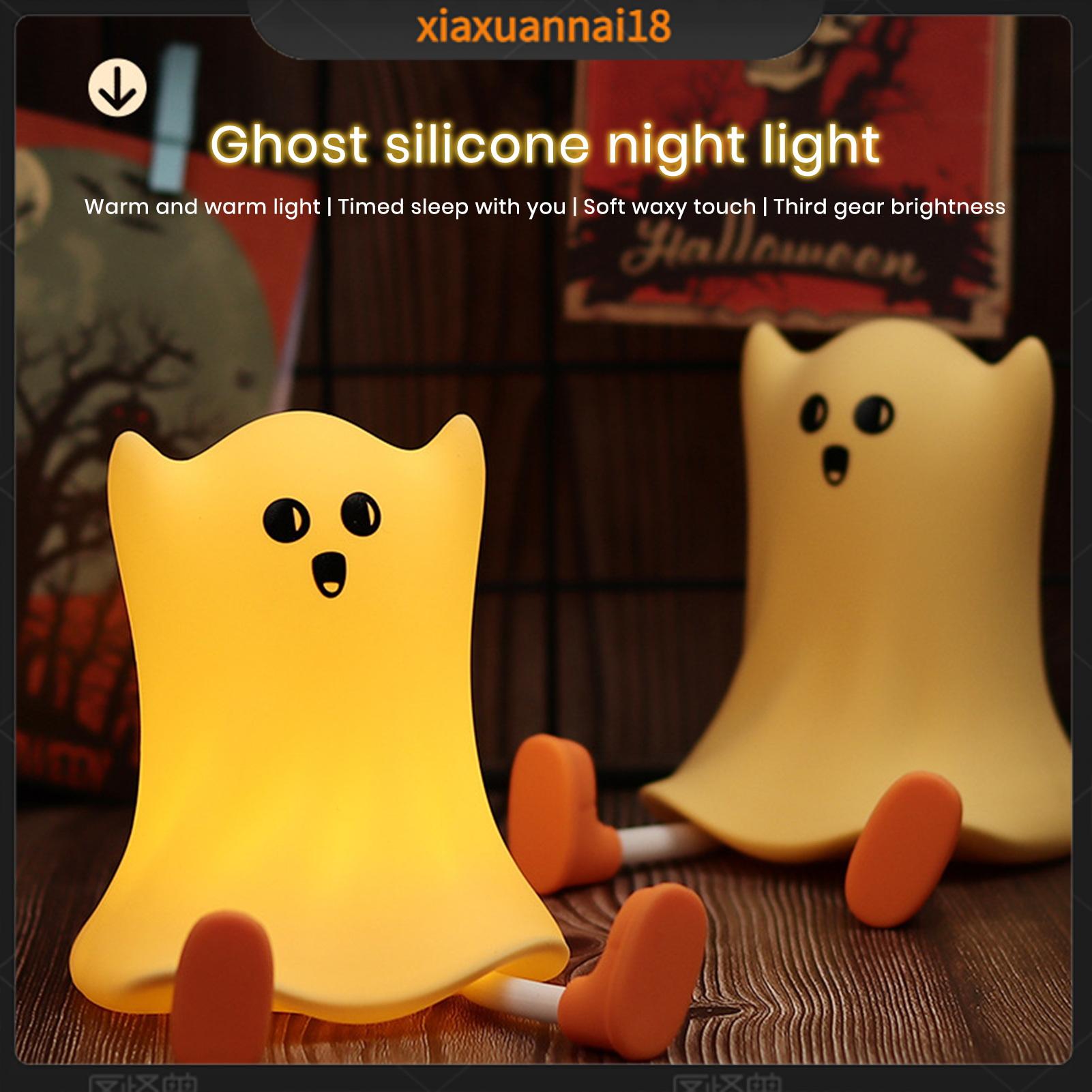 xiaxuannai Children Room Light Soft Touch Ghost Light Spooky Halloween Night Light with Ghost Pumpkin Design Perfect for Party Decor and Setting 3 Brightness Levels Warm Yellow Pat Light Ideal