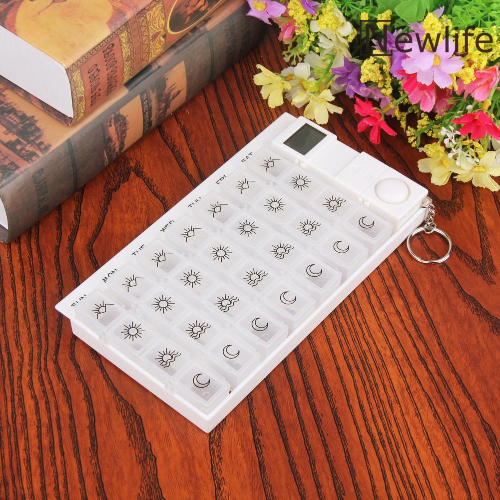 7 Ngày 28 lưới Pill trường hợp đồng hồ bấm giờ điện tử viên thuốc container hộp