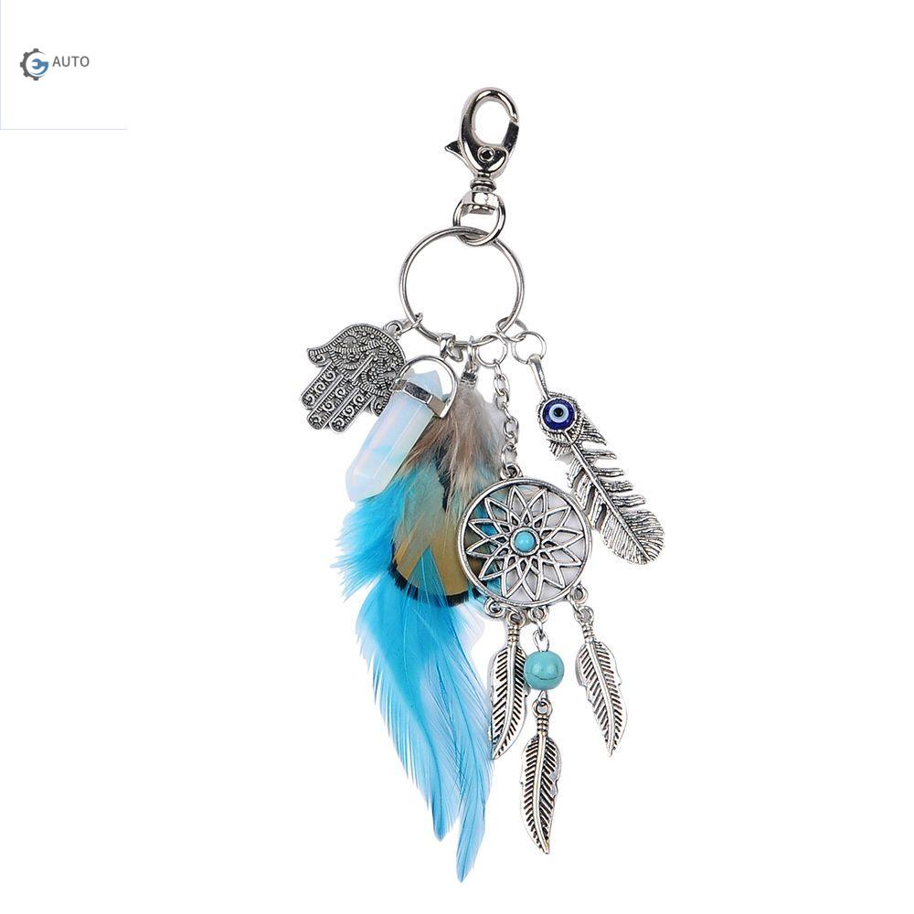 RD5BA7 Dreamcatcher Quà Tặng Nội thất Phụ Kiện Opal Đá Lông Dây Chuyền Xe Treo Tua Hamsa Evil Eye Ke