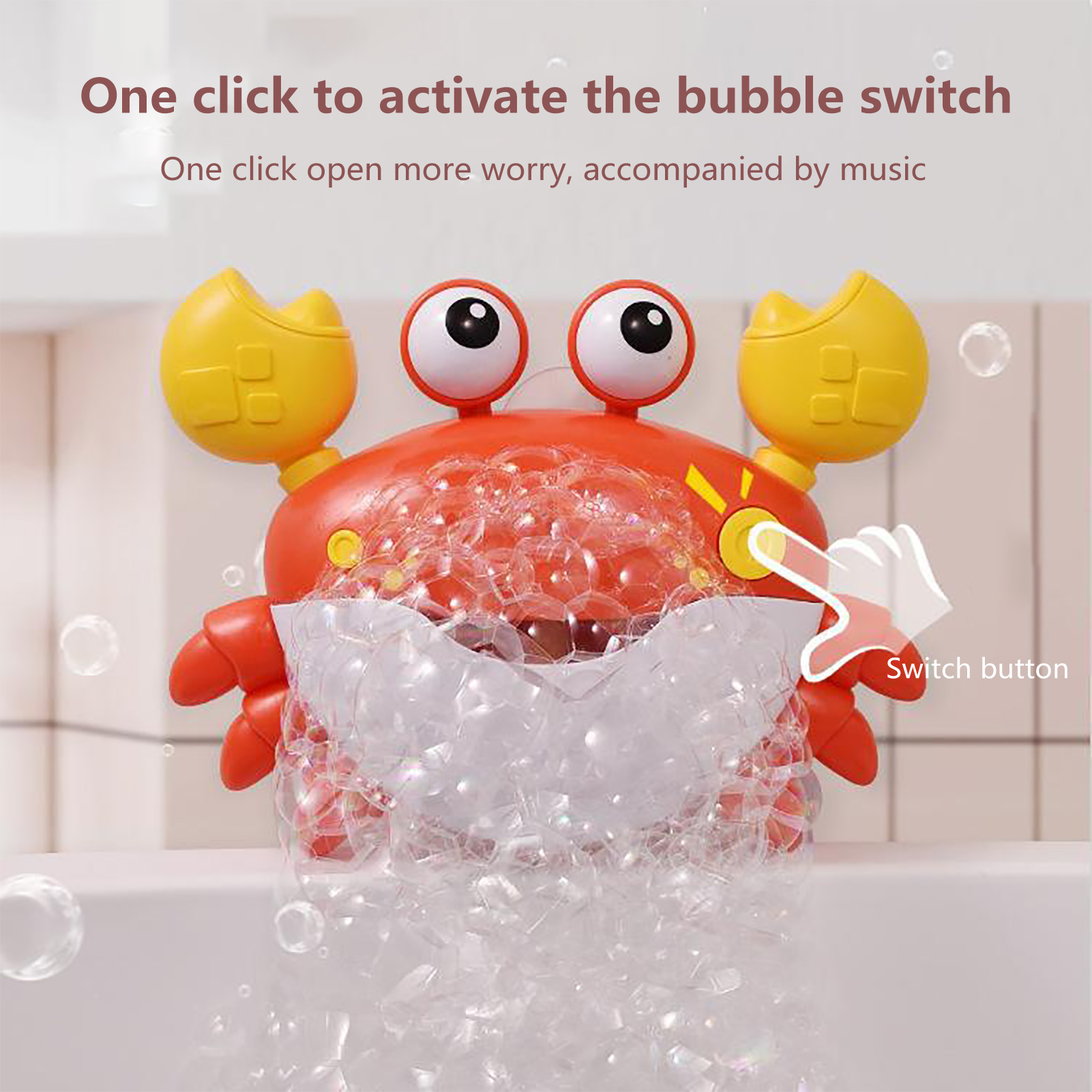 Suction Cup Bubble Machine Baby Bath Toy with Music Fun and Musical