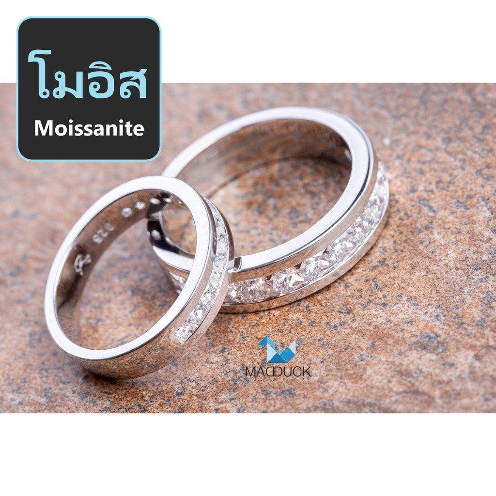 แหวน madduckjewels Moissanite Rg1434-Rg1435 คู่เงินแท้ 925 ชุบโรเดียม แต่งงาน คู่รัก ราคา 10,730 บาท*ส่งฟรี