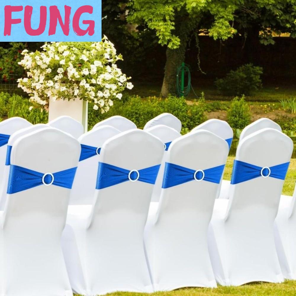 FUNG 10Pcs สง่างาม โบว์เก้าอี้ ทันสมัย ริบบิ้นตกแต่ง หัวเข็มขัดตกแต่งงานแต่งงาน ทนทาน นำกลับมาใช้ใหม่ได้ โบว์ผ้าคลุมเก้าอี้ยืดหยุ่นสูง แต่งงาน ราคา 199 บาท*ส่งฟรี