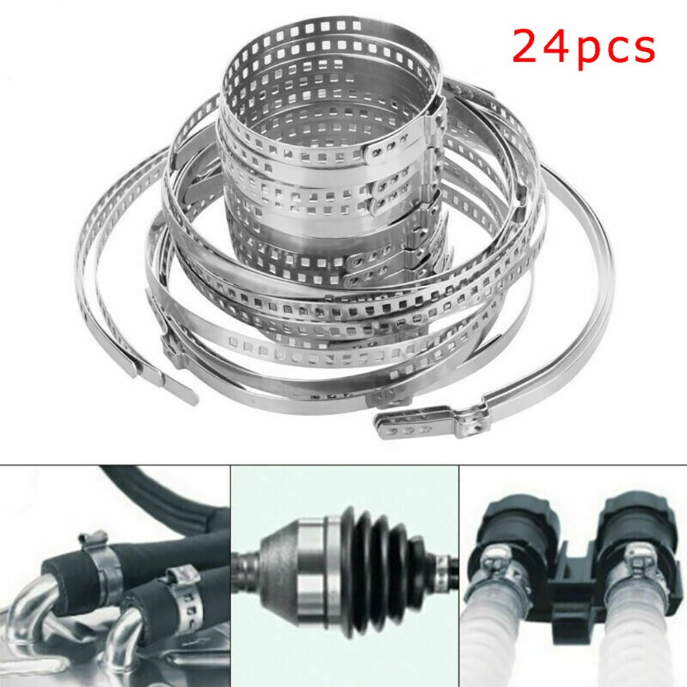 Mileauto 24 chiếc kẹp khớp trục trục truyền động bằng thép không gỉ có thể điều chỉnh khớp chuyển hướng xe cao su xe hơi đường kính 50-120mm Giao hàng nhanh