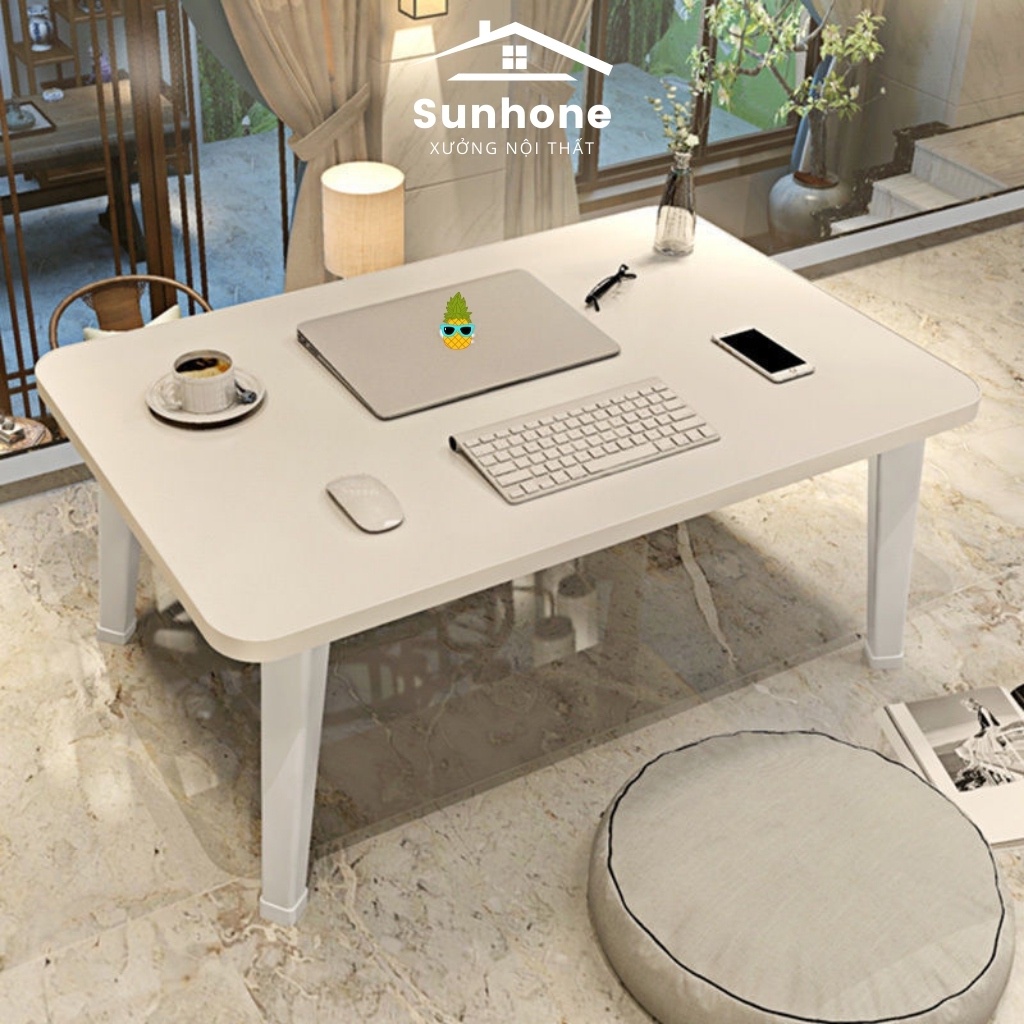 Bàn học gấp gọn ngồi bệt, dùng cho học sinh, sinh viên, để laptop làm việc. bàn chân nhựa cứng 40x60cm mặt gỗ mdf