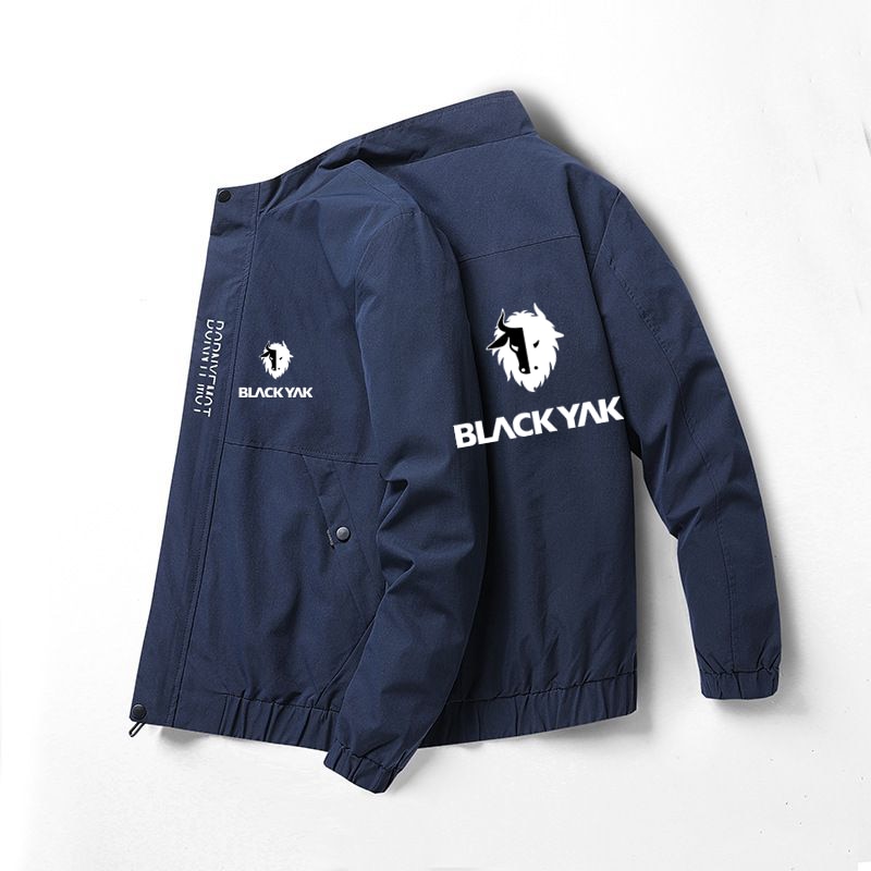Black yak bomber jacket Men s windproof zip jacket Spring and autumn