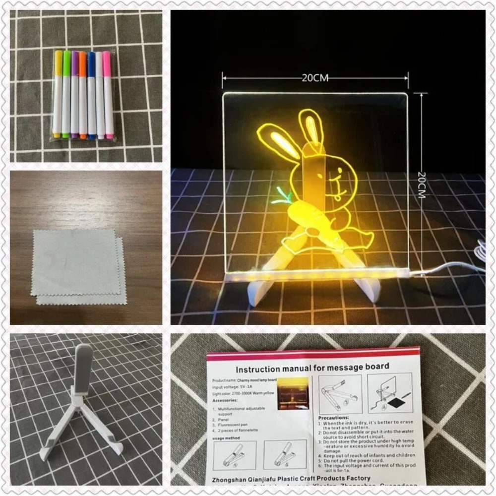 ZIIIRA with Light LED Drawing Board Clear Acrylic Lumiboard Colors Interactive LED Message Board Gift