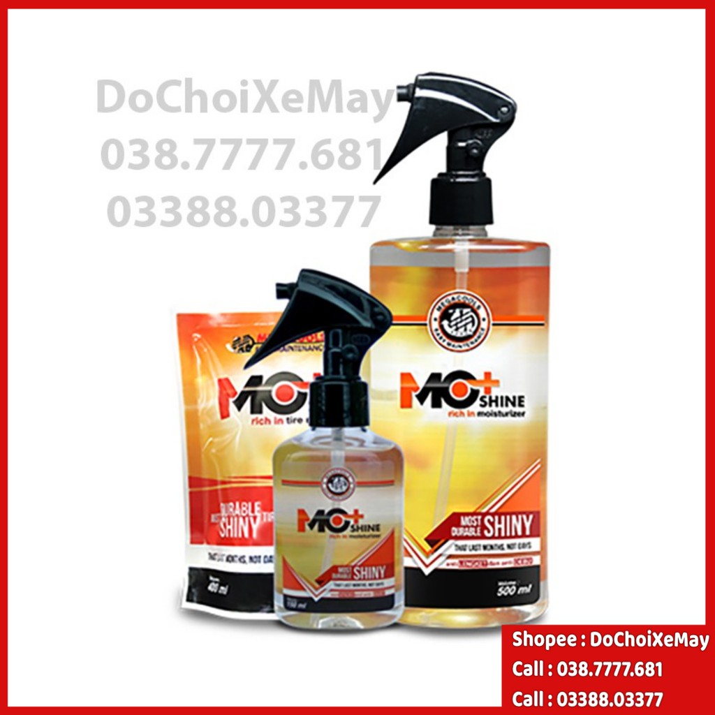 Dưỡng nhám Megacools MO + SHINE phục hồi nhựa nhám,da yên nội thất xe bảo vệ màu sắc sơn xe Moshine. DoChoiXeMay