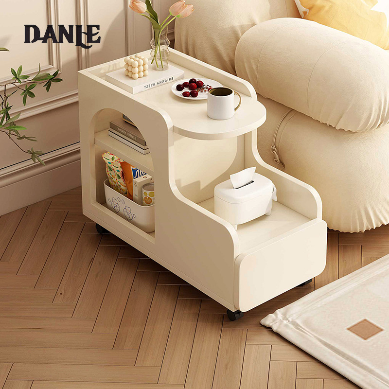 Cream-style sofa side table, side cabinet, small living room, household Internet celebrity trolley, movable creative small side table ราคา 2,169 บาท*ส่งฟรี