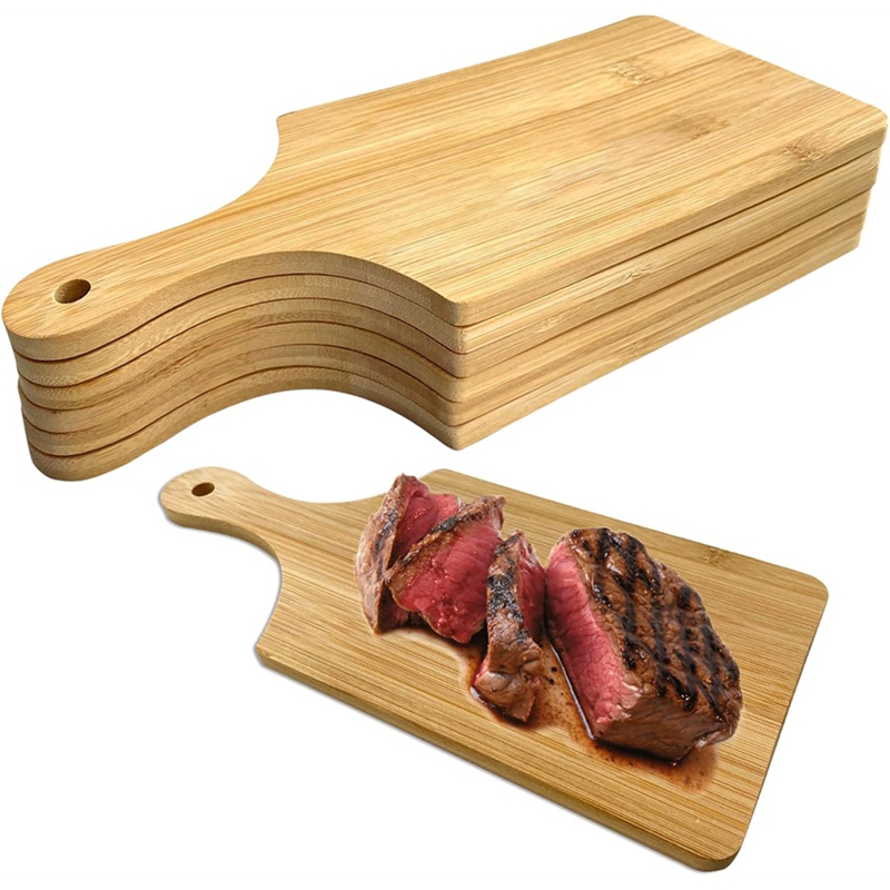 Wood for Crafts Mini Charcuterie Boards 11x5 In, 6 Pcs Bulk Cutting Board with Handle, Cheese Board As Gift