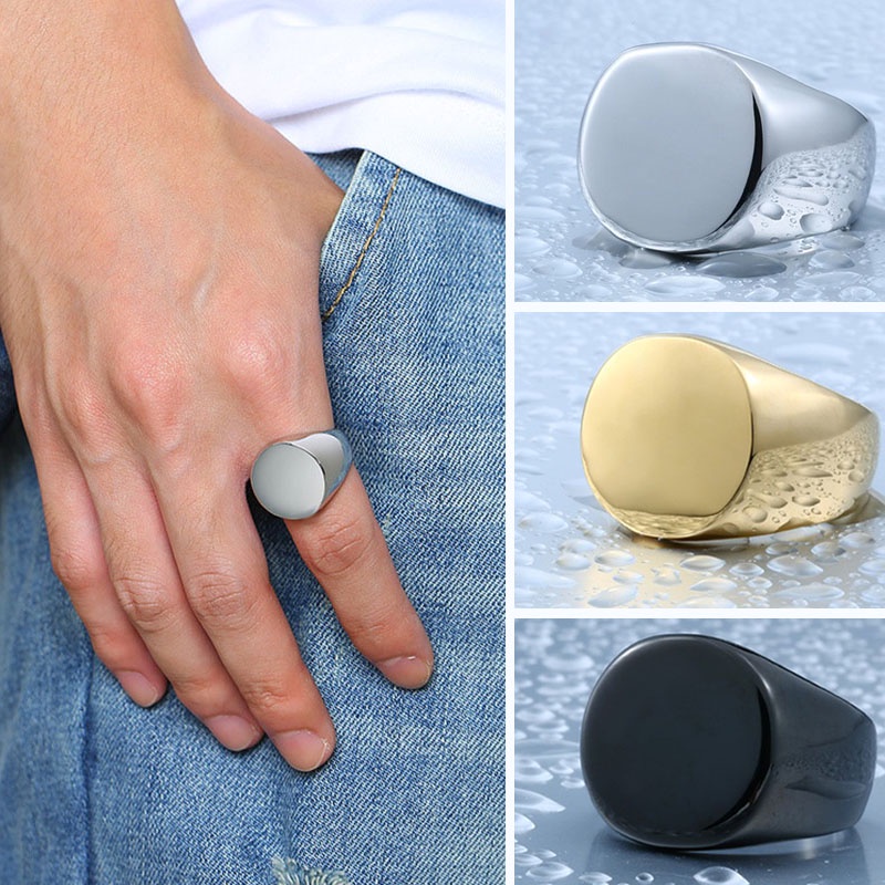 Người Đàn Ông Vòng Đơn Giản Punk vàng bạc Đen Vòng Titan đánh bóng Thép nhẫn đeo tay phụ kiện thời trang