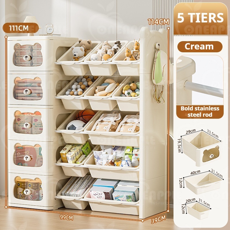 【Toy Storage Rack for Kids】ONEAPPLE Baby Organizer Cabinet with Drawers Multi-Layer Rak Mainan Budak Plastic Storage