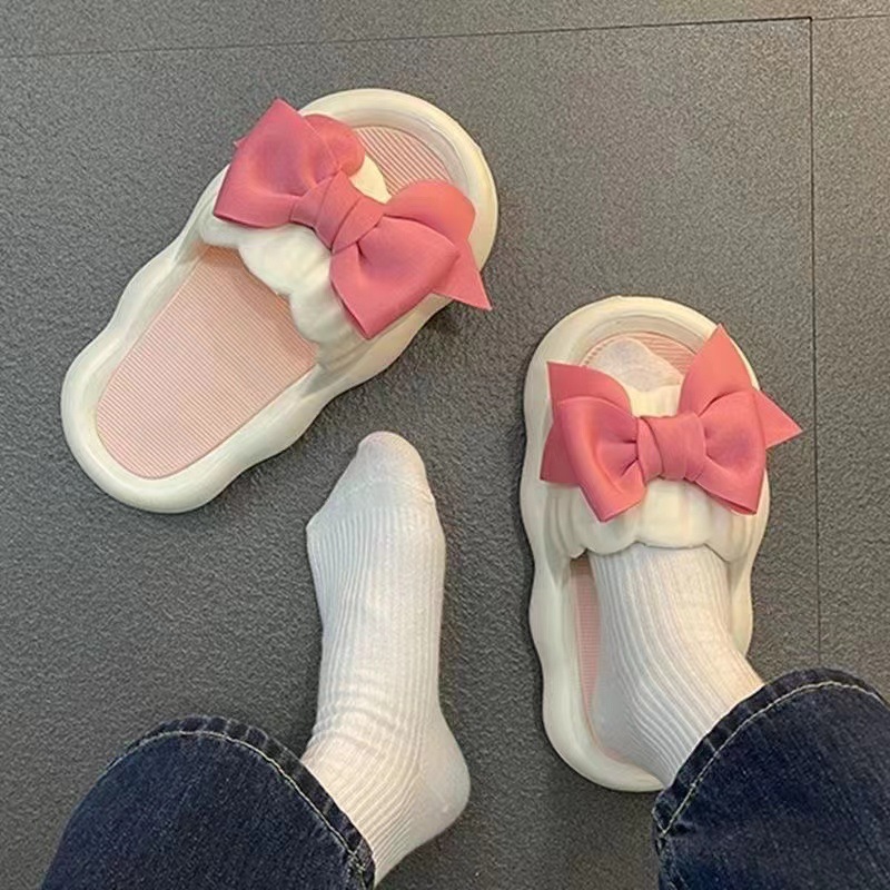 BW Xăng đan mùa xuân và mùa hè Dép lê đế dày mới cho nữ dép lê trái tim dễ thương cho bé gái Xăng đan có nơ