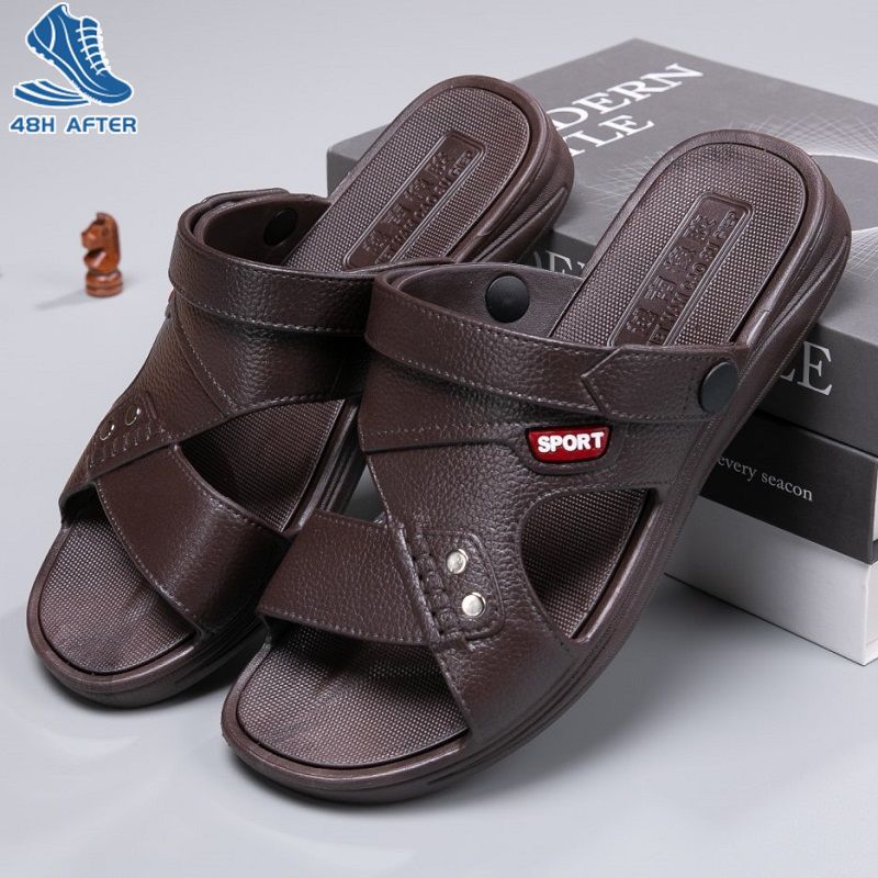 48h sau khi Giày sandal cao su cho Nam Giày đi biển chống trượt có đế dày để lái xe hai Bộ quần áo mùa hè 