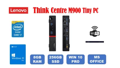 LENOVO ThinkCentre M900 Tiny Desktop Intel Core i7-6th gen 8GB DDR4 RAM, 256GB SSD ,Windows 10 pro,Ms office(Refurbished)