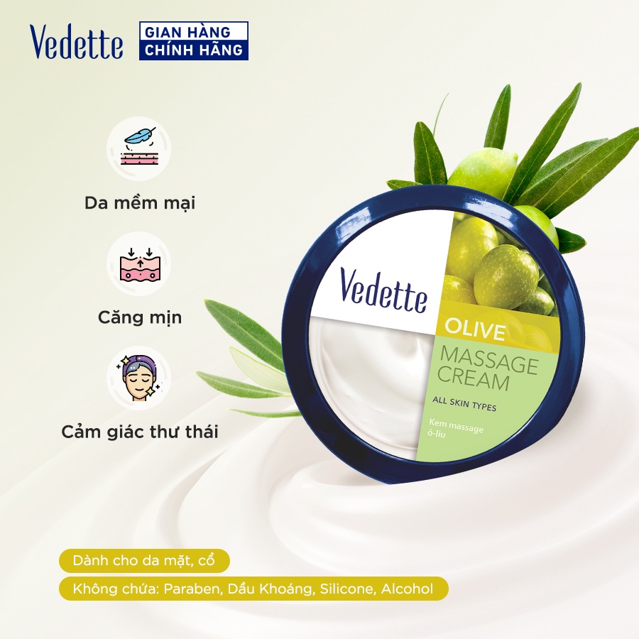 Kem massage vedette olive 145ml kmas-ol-hh0145