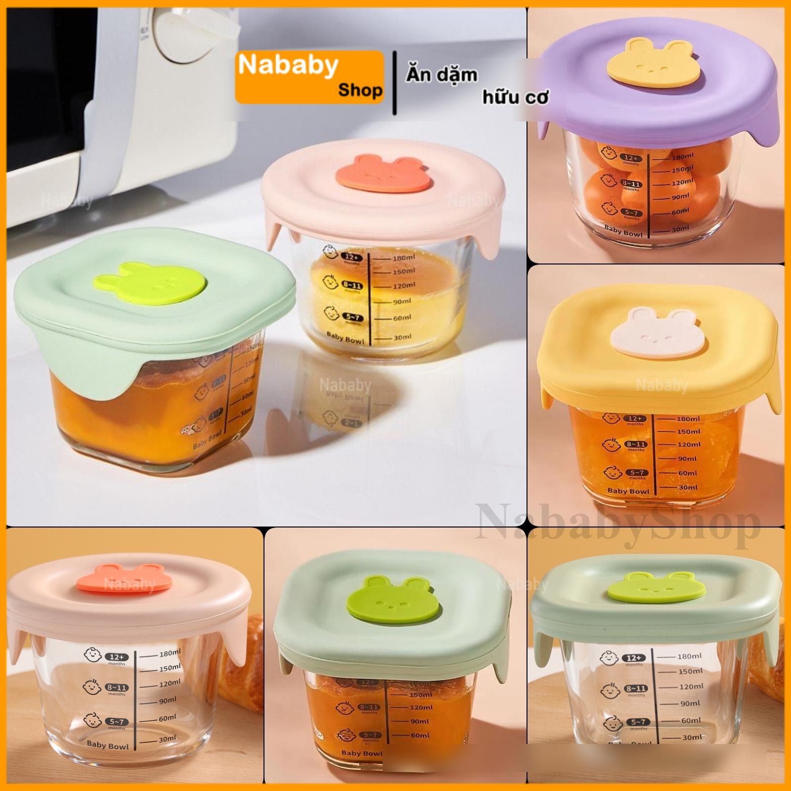 Hũ thủy tinh nắp silicone 230ml chia vạch 180ml, hộp trữ đông thủy tinh