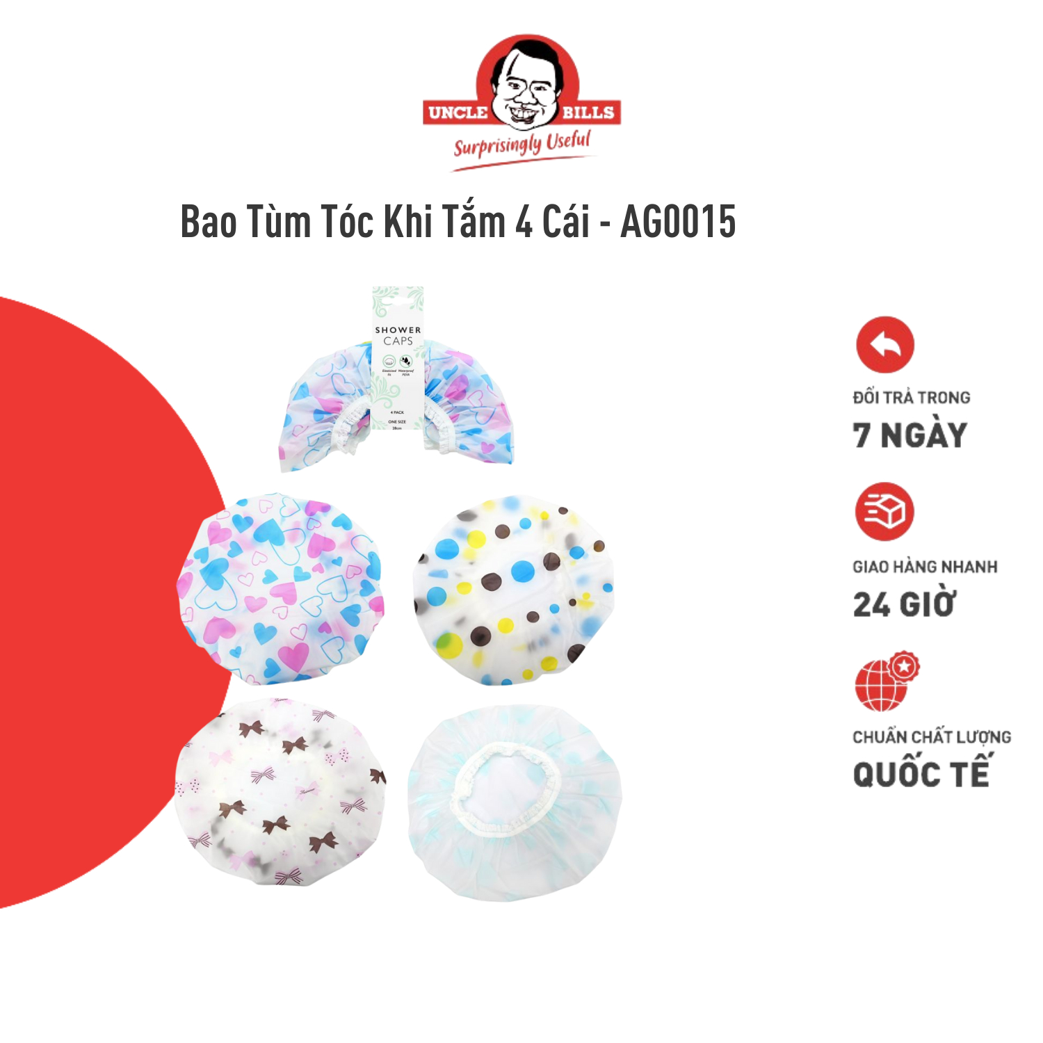 Bộ 4 nón trùm tóc khi tắm ubl ag0015