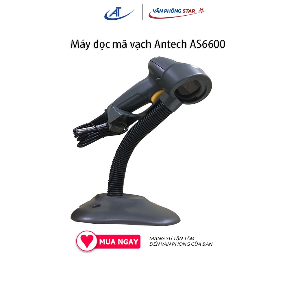 Máy đọc mã vạch 2D Antech AS6600 Cảm biến siêu nhậy Công nghệ Image với độ phân giải 1280 x 800 Pixels chính hãng