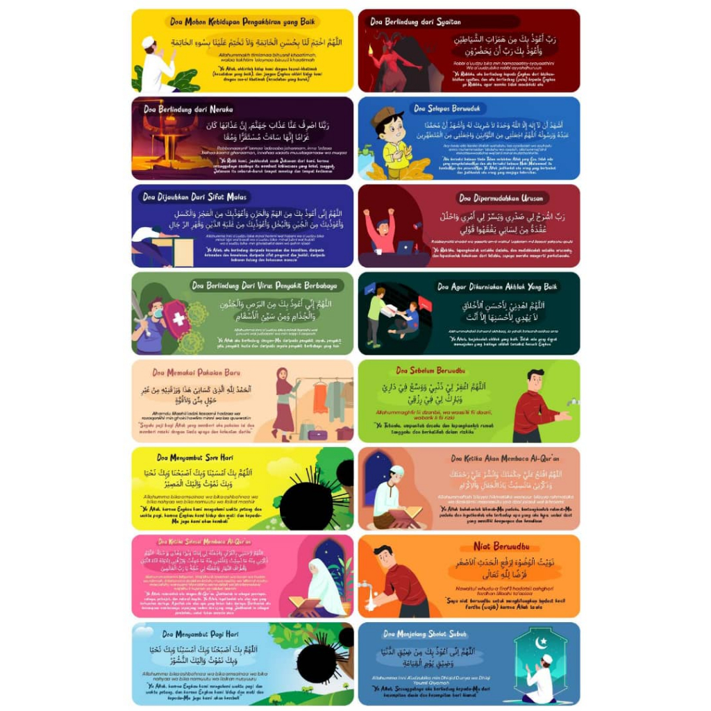 STICKER DOA-DOA HARIAN /DOA MAKAN / DOA MASUK TANDAS / DOA BELAJAR / DOA NAIK KENDERAAN / DOA MUSAFIR / DOA TIDUR